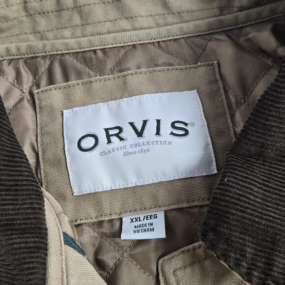Vintage Orvis Jacket Canvas Lined Khaki Tan Barn Work Chore Coat Size XXL - Picture 2 of 13